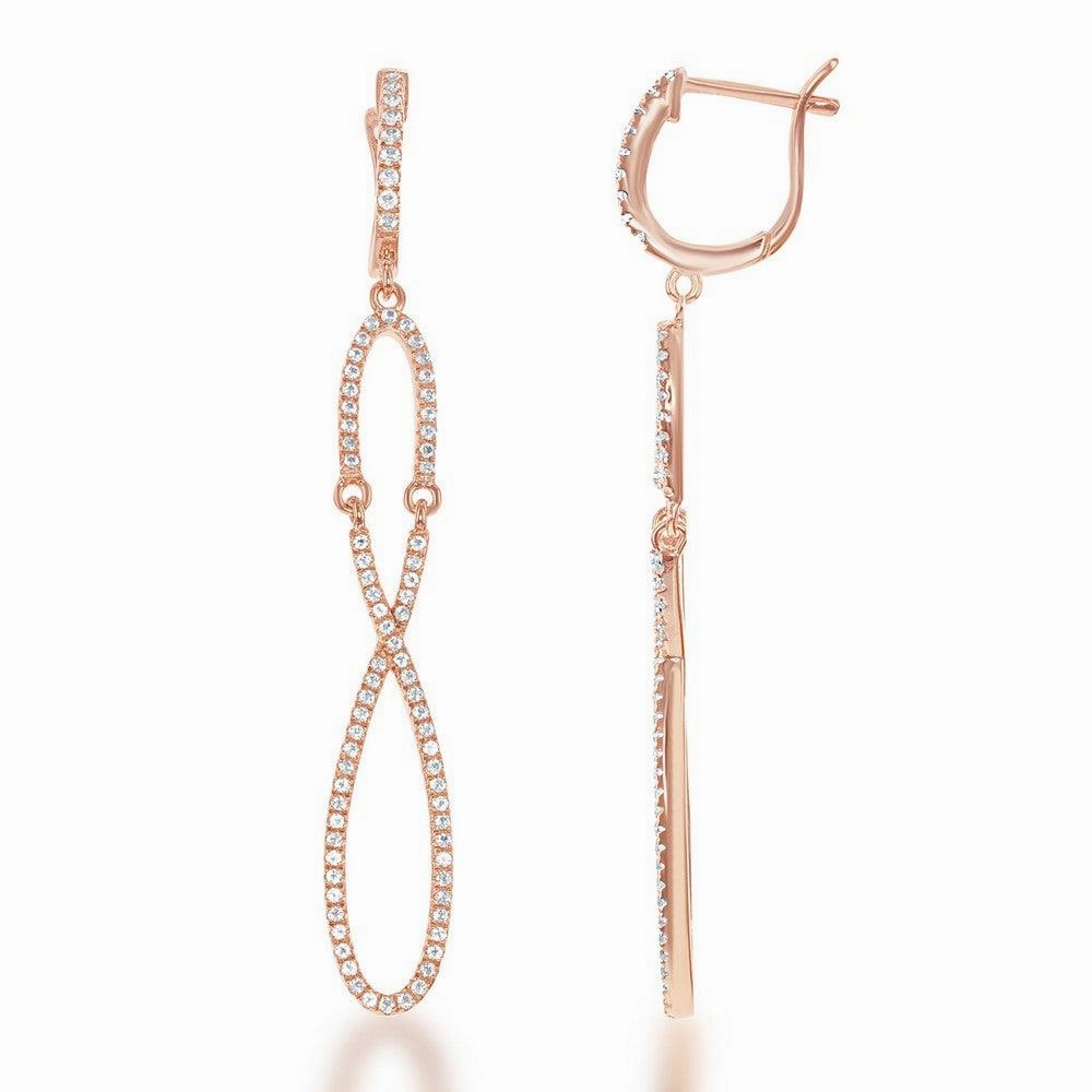 Sterling Silver Rose Gold Infinity Topaz Earrings