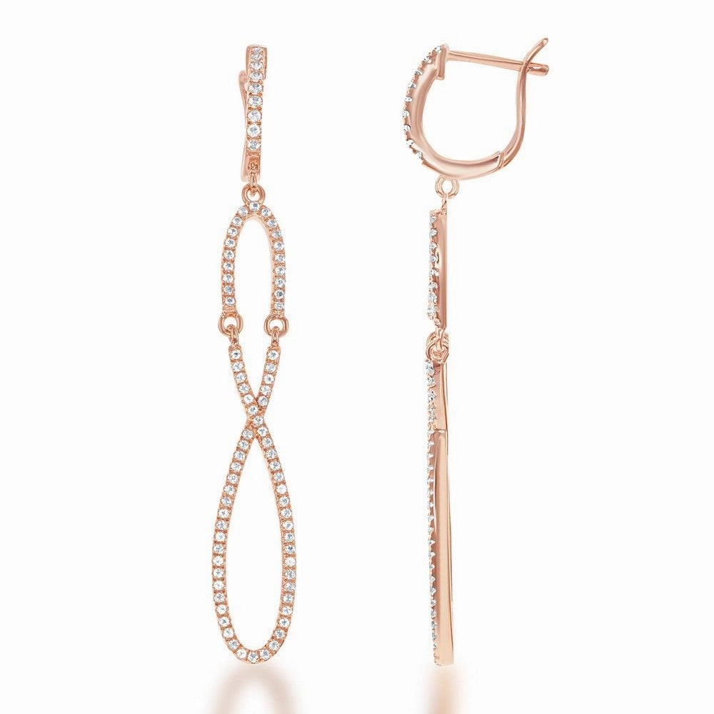 Sterling Silver Rose Gold Infinity Topaz Earrings