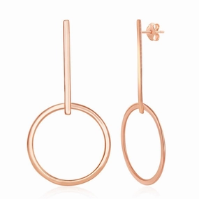 Sterling Silver Rose Gold Plated Bar Hoop Earrings