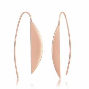 Sterling Silver Rose Gold Plated Half Moon Threader Earrings