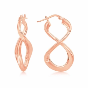 Sterling Silver Rose Gold Plated Large Script Infinity Design Earrings