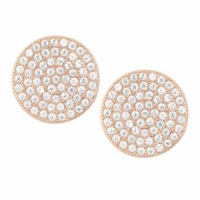 Sterling Silver Rose Gold Plated Micro Pave Stud Earrings