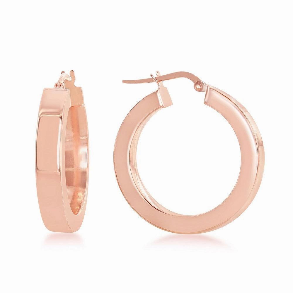 Sterling Silver Rose Gold Plated Square Hoop Earrings