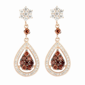 Sterling Silver Rose Gold Teardrop CZ Pave Earrings