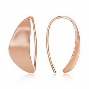 Sterling Silver Rose GP Crescent Moon Threader Earrings