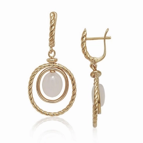 Sterling Silver Rose GP Double Oval Rose Quartz Earrings