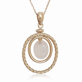 Sterling Silver Rose GP Double Oval Rose Quartz Necklace