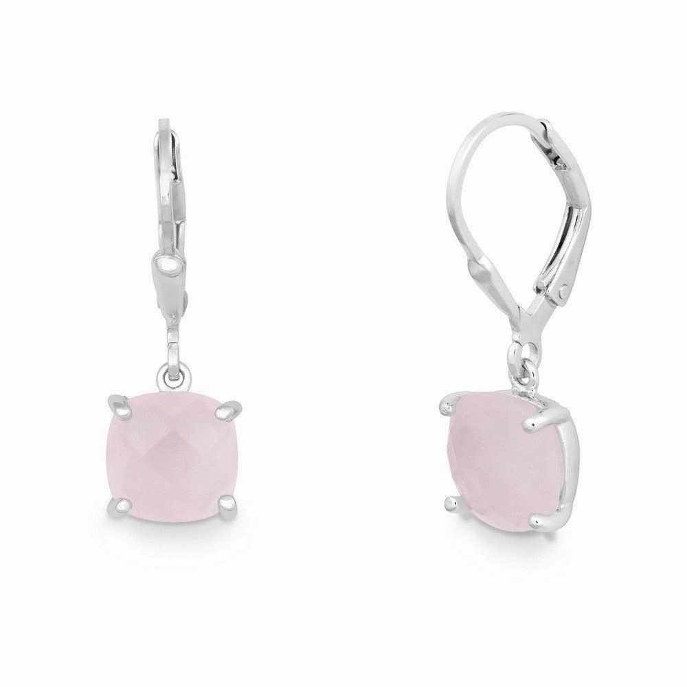 Sterling Silver Rose Quartz Drop Down Earrings
