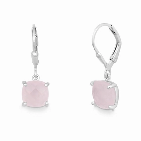 Sterling Silver Rose Quartz Drop Down Earrings