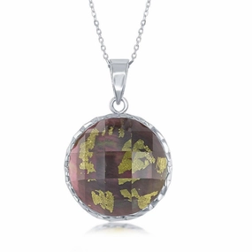 Sterling Silver Round Abalone MOP Doublet Pendant