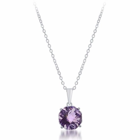 Sterling Silver Round Amethyst Pendant