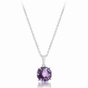 Sterling Silver Round Amethyst Pendant