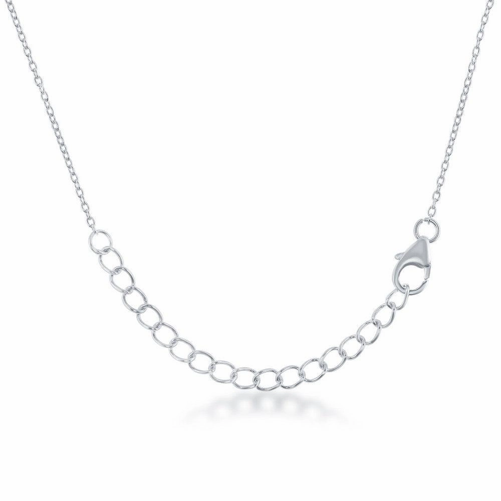 Sterling Silver Round Center Blue Topaz with White Topaz Border Necklace