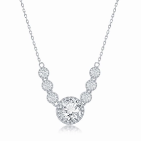 Sterling Silver Round Cubic Zirconia Necklace