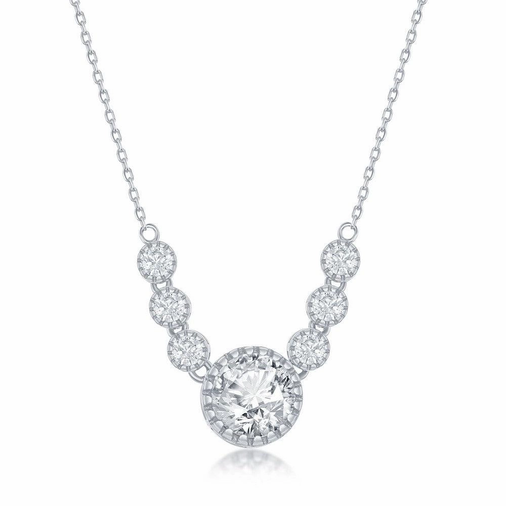 Sterling Silver Round Cubic Zirconia Necklace