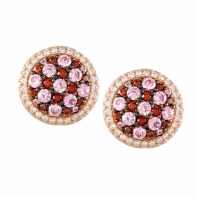 Sterling Silver Round Purple Micro Pave Earrings