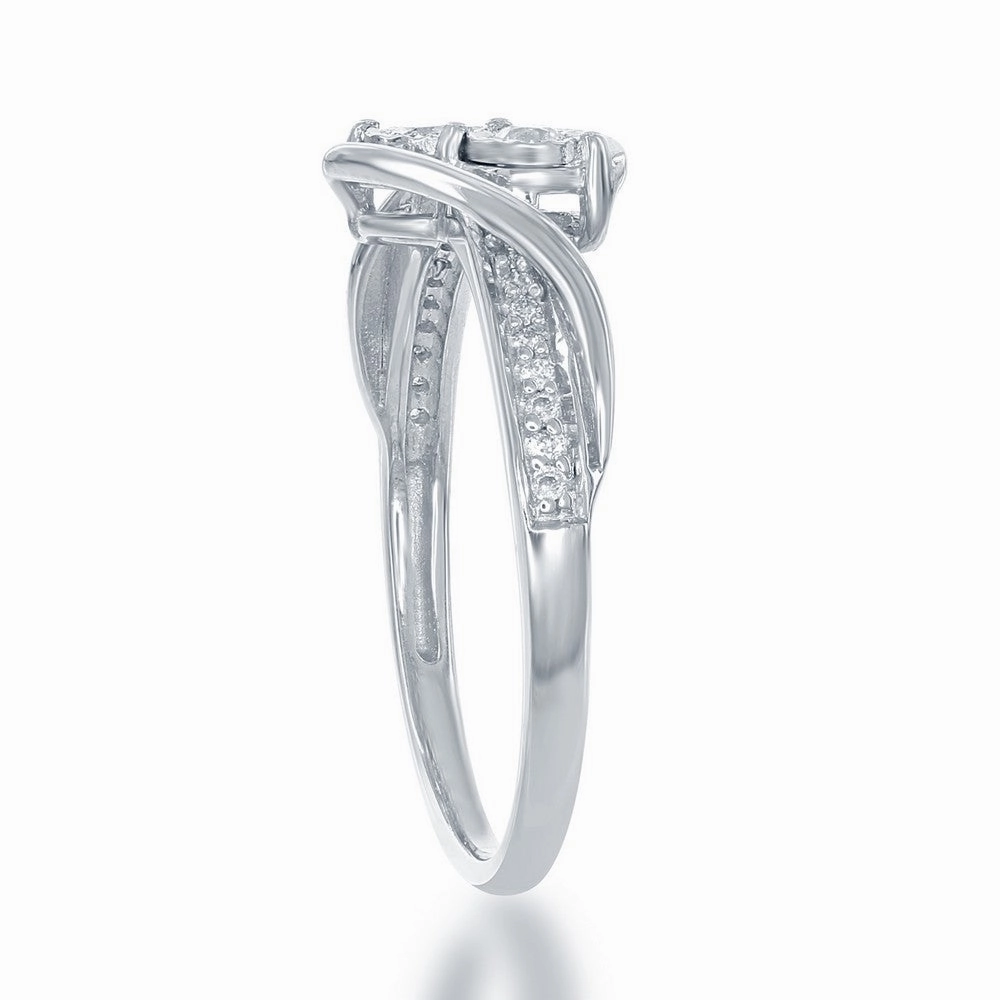 Sterling Silver Round Two Stone Diamond Ring - DIW-1686