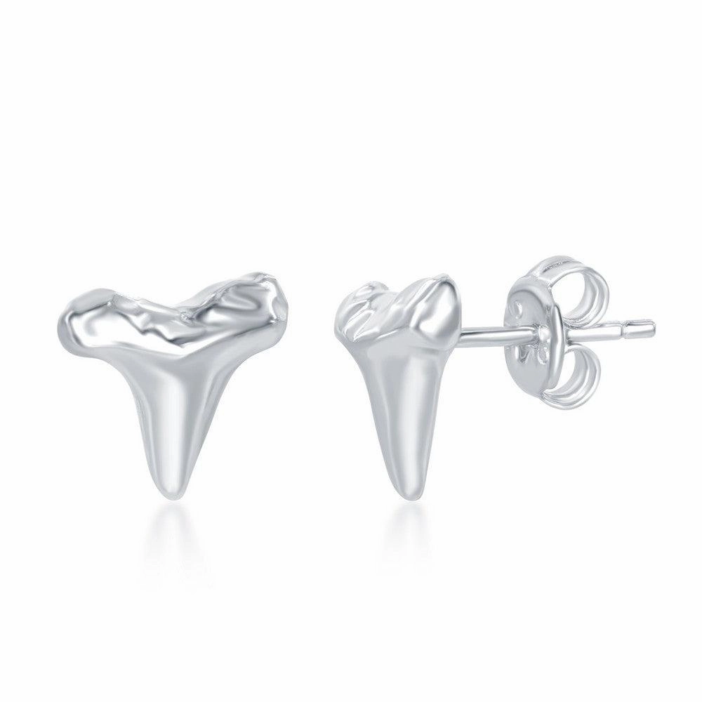 Sterling Silver Shark Tooth Stud Earrings