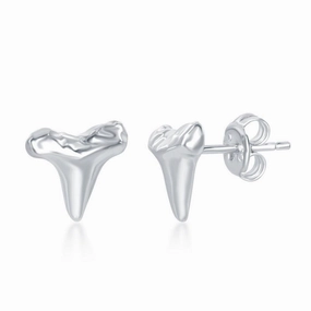 Sterling Silver Shark Tooth Stud Earrings