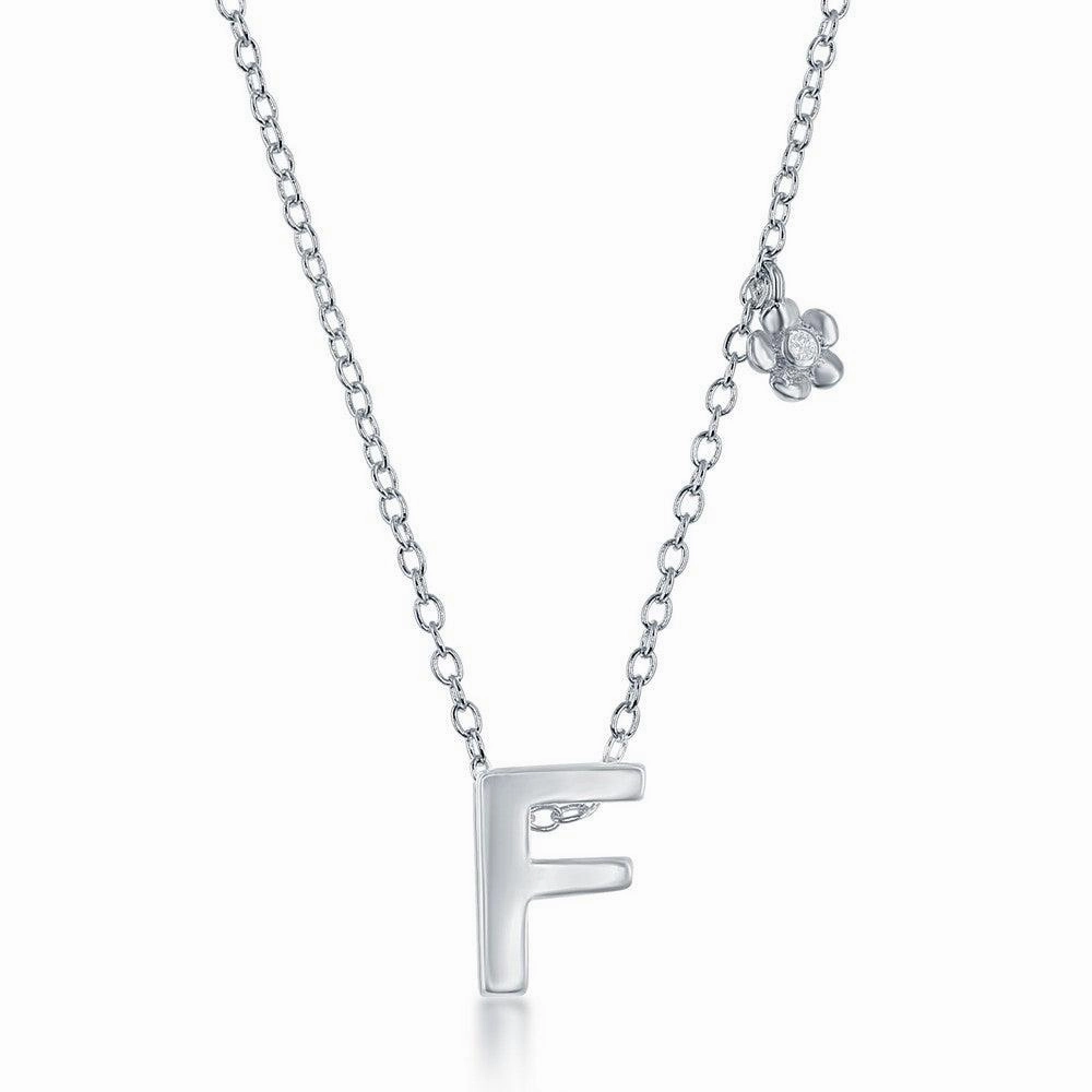 Sterling Silver Shiny "F" Necklace and Earrings Set