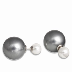 Sterling Silver Simulated Gray Pearl Earrings