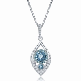 Sterling Silver Sky Blue Marquise Shaped Necklace