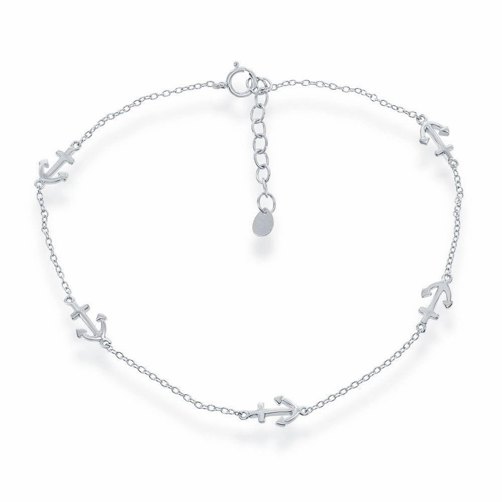 Sterling Silver Small Anchor Anklet