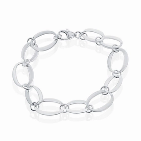 Sterling Silver Small and Large Oval Alternating Bracelet, 8"