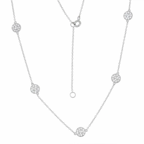 Sterling Silver Small Cubic Zirconia Discs Necklace