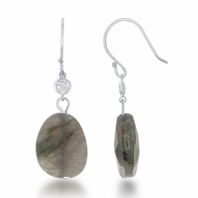 Sterling Silver Small Green Labradorite Earrings