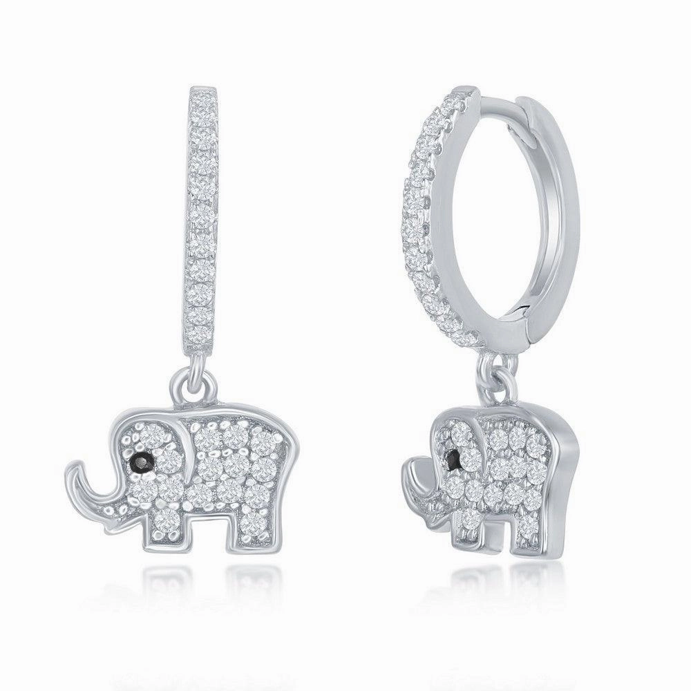 Sterling Silver Small Huggie Hoop Elephant Earrings