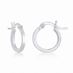 Sterling Silver Small Square Hoop Earrings, 2 x 20 mm