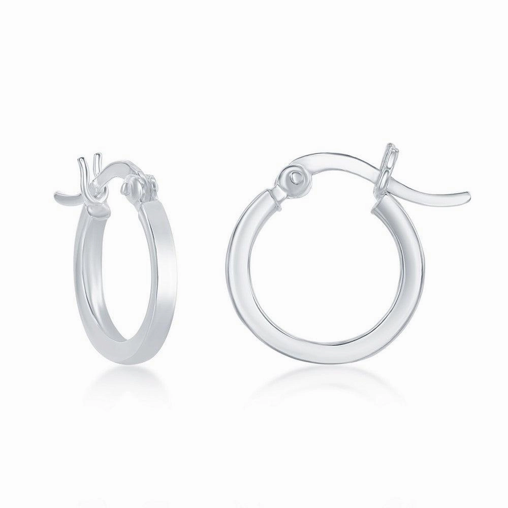 Sterling Silver Small Square Hoop Earrings, 2 x 20 mm