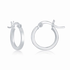 Sterling Silver Small Square Hoop Earrings, 2 x 20 mm