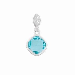 Sterling Silver Square Blue Topaz Gemstone Pendant
