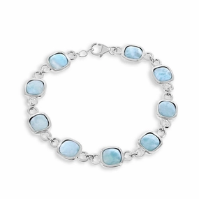 Sterling Silver Square Larimar Bracelet, 7.5"