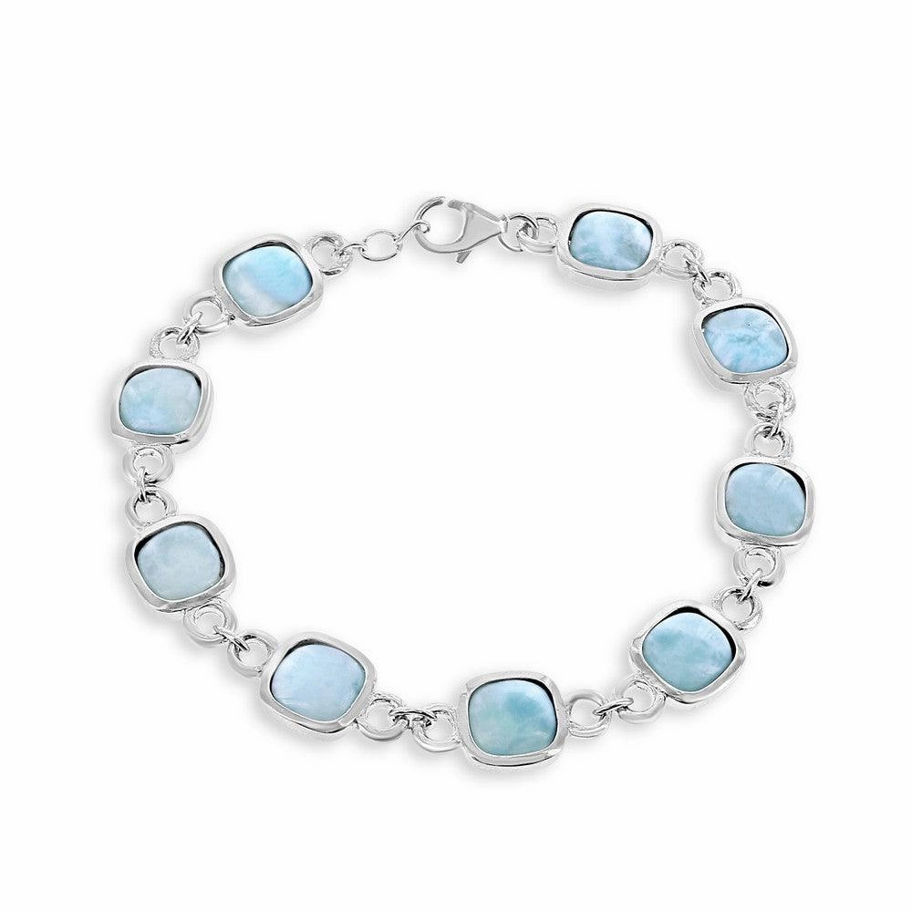 Sterling Silver Square Larimar Bracelet, 7.5"