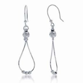 Sterling Silver Square Snake Loop and Bead Earrings