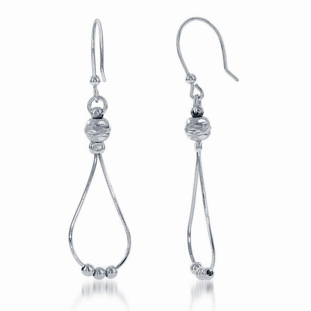 Sterling Silver Square Snake Loop and Bead Earrings