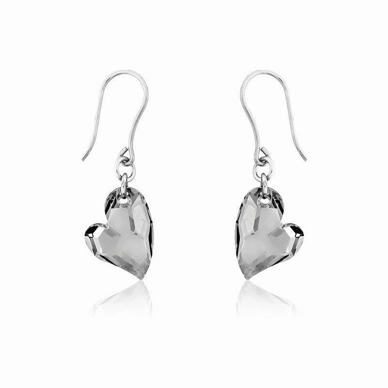 Sterling Silver Swarovski Crystal Heart Earrings