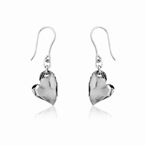 Sterling Silver Swarovski Crystal Heart Earrings