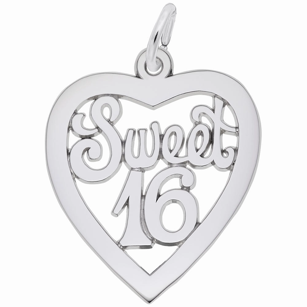 Sterling Silver Sweet 16 Heart Charm