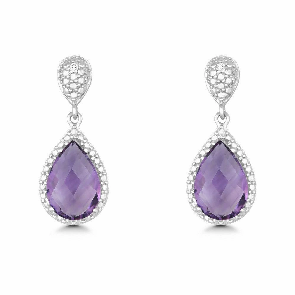 Sterling Silver Tear Shaped Amethyst Earrings