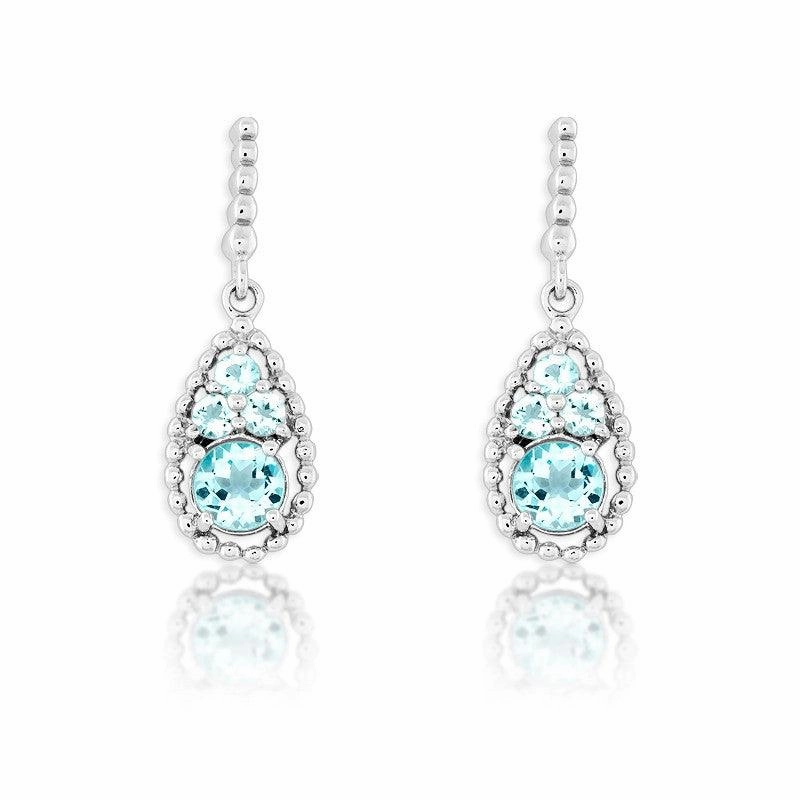 Sterling Silver Tear Shaped Cluster Topaz Earrings