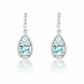 Sterling Silver Tear Shaped Cluster Topaz Earrings