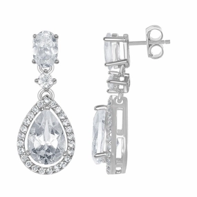 Sterling Silver Teardrop Bridal Earrings