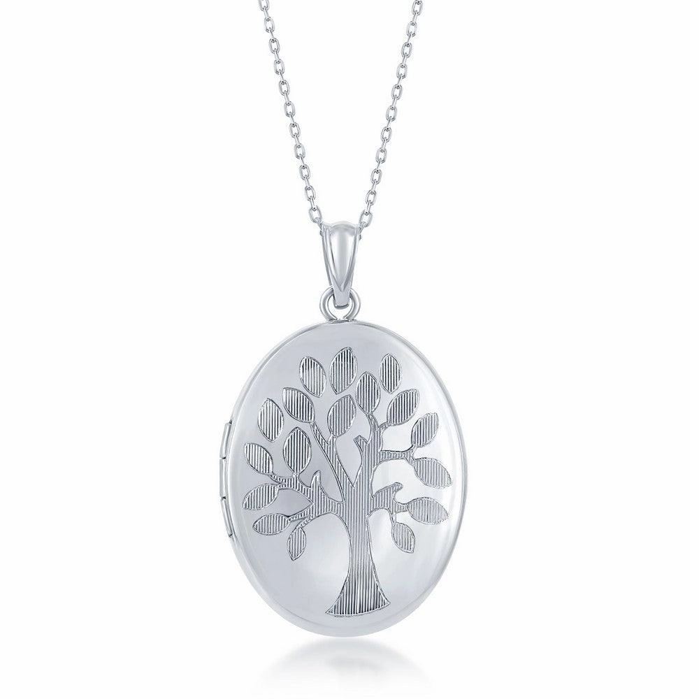 Sterling Silver Tree of Life Design Oval Locket