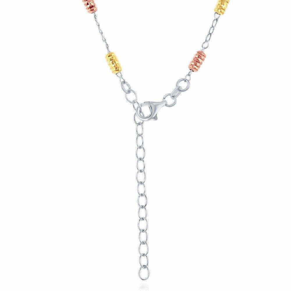 Sterling Silver Tri-Color Striped Rod Necklace