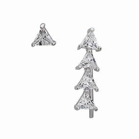 Sterling Silver Triangle CZ Climber Stud Earrings