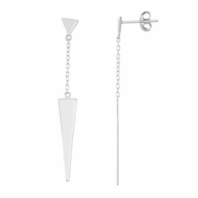 Sterling Silver Triangle with Dangling Larger Triangle Earrings